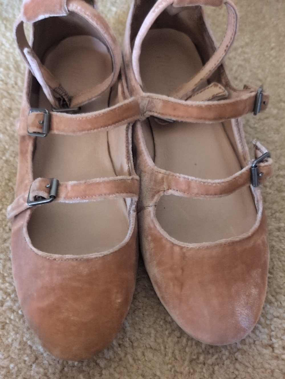 Madewell 'Julie' Triple Buckle Velvet Flats in Rose - Picture 10 of 11